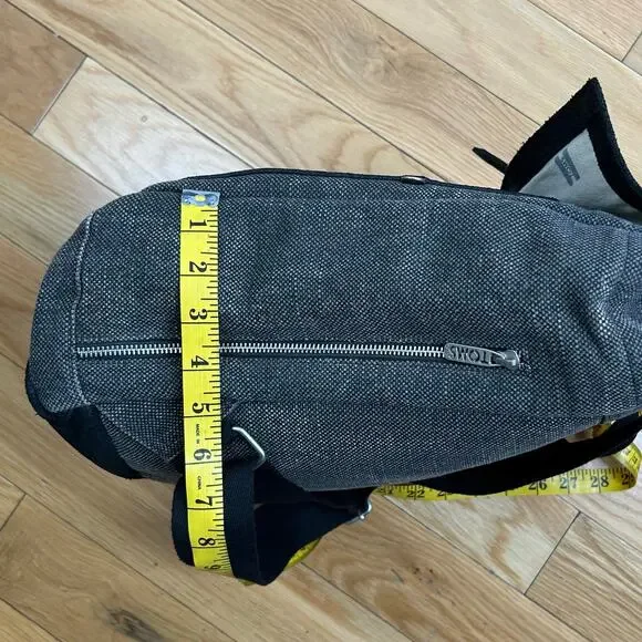 TOMS Black Leather Canvas Caravan Backpack